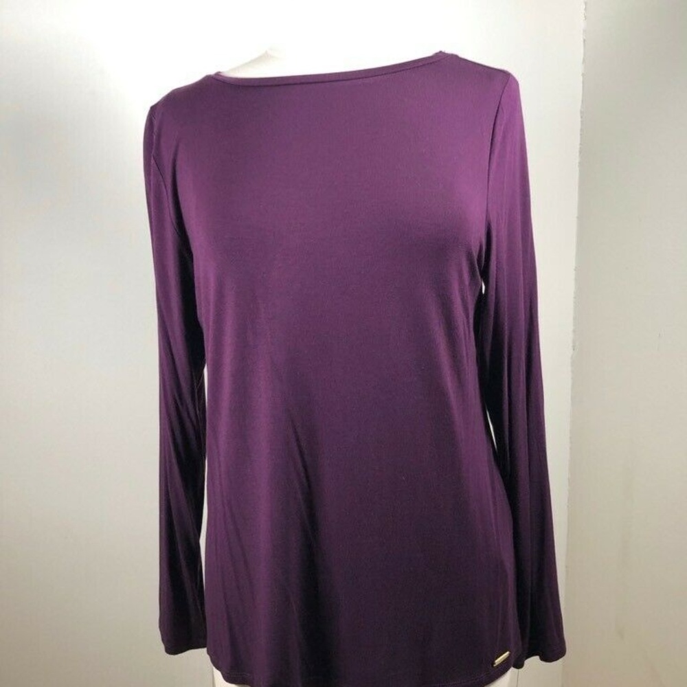 Calvin Klein Womens T-Shirt Purple Long Sleeve Str
